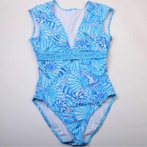 Lilly Pulitzer Imogen One-Piece AMALFI Blue By The Seashore Swimsuit 6 NWOT